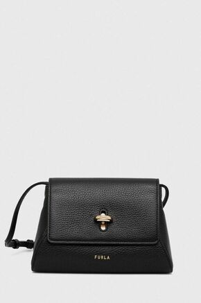 Kožna torba Furla Net boja: crna - crna. Mala torba iz kolekcije Furla. Model na kopčanje