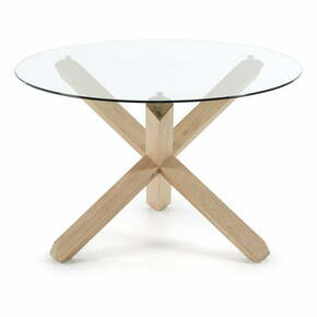 Blagovaonski stol od drveta hrasta sa staklenom pločom Kave Home Nori