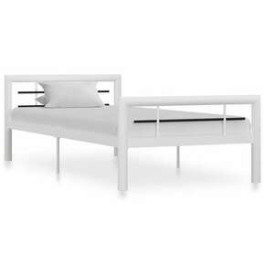 Okvir za krevet bijelo-crni metalni 90 x 200 cm