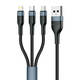 Foneng X51 3u1 USB na USB-C / Micro USB / Lightning kabel, 3A, 1m (crni)