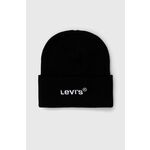 Kapa Levi's boja: crna - crna. Kapa iz kolekcije Levi's. Model izrađen od pletenine s aplikacijom.