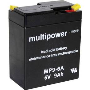 Multipower MP9-6A A9680 olovni akumulator 6 V 9 Ah olovno-koprenasti (Š x V x D) 97 x 118 x 56 mm plosnati priključak 4.8 mm bez održavanja