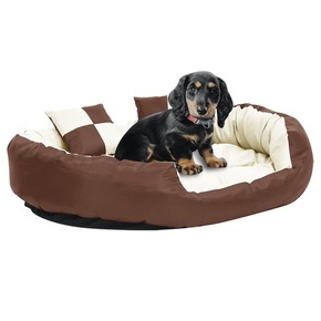 Dvostrani perivi jastuk za pse smeđi i krem 110 x 80 x 23 cm