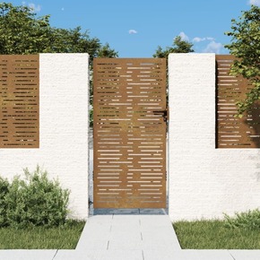 Vrtna vrata 85 x 200 cm od čelika COR-TEN četvrtasti dizajn