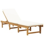 vidaXL Sklopiva ležaljka za sunčanje s jastukom drvena krem bijela