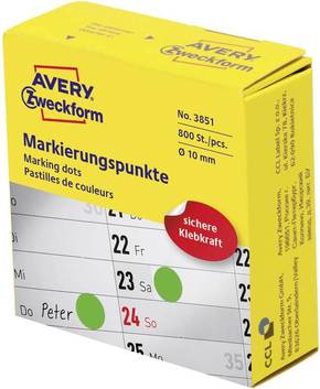 Avery-Zweckform 3851 naljepnice za markerske točke Ø 10 mm zelena 800 St. trajno papir