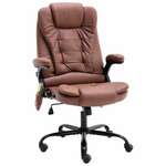 vidaXL Masažna uredska stolica od prave kože svjetlosmeđa