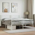 vidaXL Metalni okvir kreveta uzglavlje i podnožje bijeli 135 x 190 cm