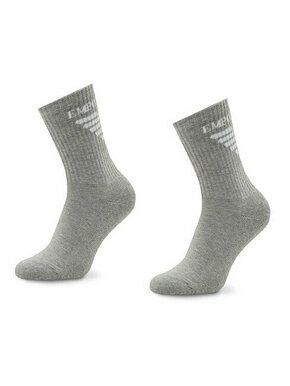 Set od 2 para ženskih visokih čarapa Emporio Armani 292303 2F258 00047 Melange Pale Grey