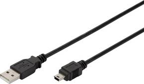 Digitus USB 2.0 priključni kabel [1x muški konektor USB 2.0 tipa a - 1x muški konektor USB 2.0 tipa mini b] 3.00 m crna Digitus USB kabel USB 2.0 USB-A utikač