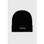 Kapa s dodatkom vune Calvin Klein boja: crna - crna. Kapa iz kolekcije Calvin Klein. Model izrađen od pletenine s primjesom vune.