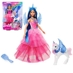 Barbie: Princeza s pegasom safir boje lutka s dodacima - Mattel