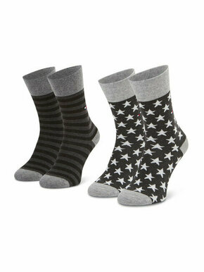 Set od 2 para unisex visokih čarapa Tommy Hilfiger 100000816 Black 200