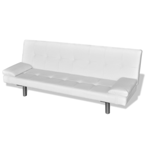 vidaXL Sklopivi kauč/krevet bijeli s dva jastuka