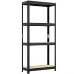 Metalni regal za odlaganje crni 150x75x30 cm – 4 police/50 kg