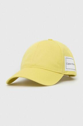Pamučna kapa sa šiltom Calvin Klein boja: žuta