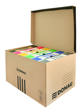 Kutija kartonska arhivska s poklopcem i rukohvatima 550x360x320mm za 6 registra.