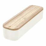 Bijela kutija za pohranu s poklopcem od drveta paulovnije iDesign Eco, 9 x 36,5 cm