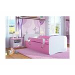 Drveni dječji krevet Perfetto s ladicom - rozi - 160x80cm