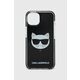 Etui za telefon Karl Lagerfeld iPhone 13 6,1'' boja: crna - crna. Etui za telefon iz kolekcije Karl Lagerfeld. Model izrađen od sintetičkog materijala. Izuzetno izdržljiv materijal.