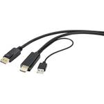 Renkforce DisplayPort / HDMI adapterski kabel DisplayPort utikač, HDMI A utikač 2.00 m crna RF-4600632 DisplayPort 1.2 DisplayPort kabel