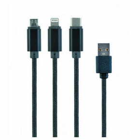 GEMBIRD GEMBIRD USB Lightning + Micro USB + USB Type C transformator Crno 1m CC-USB2-AM31-1M