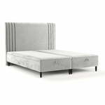 Sivi tapecirani bračni krevet s prostorom za odlaganje 140x200 cm Musca – Maison de Rêve