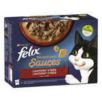 Felix hrana za mačke Sensations Sauces govedina, janjetina, puretina, patka u ukusnom umaku, 6 (12x85 g)