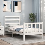 vidaXL Okvir kreveta s uzglavljem bijeli 90 x 190 cm od masivnog drva
