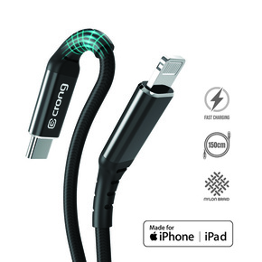 Crong Armor Link USB Type-C - Lightning MFI kabel 150 cm