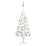 vidaXL Umjetno božićno drvce s LED svjetlima i kuglicama bijelo 120 cm