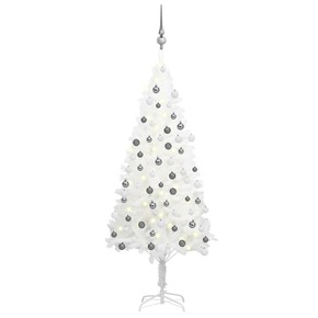 VidaXL Umjetno božićno drvce s LED svjetlima i kuglicama bijelo 120 cm