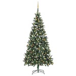 vidaXL Umjetno božićno drvce s LED svjetlima i kuglicama 210 cm