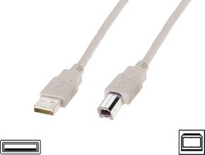 Digitus USB 2.0 priključni kabel [1x muški konektor USB 2.0 tipa a - 1x muški konektor USB 2.0 tipa b] 3.00 m bež boja Digitus USB kabel USB 2.0 USB-A utikač