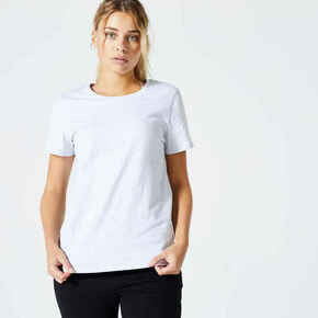 Majica kratkih rukava za fitness 500 Essentials ženska svijetlosiva