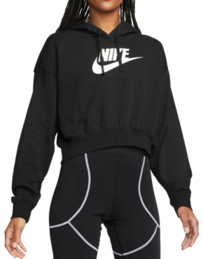 Ženski sportski pulover Nike Sportswear Club Fleece Oversized Crop Hoodie - black/white