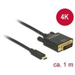 Delock USB-C™ / DVI adapterski kabel USB-C™ utikač, DVI-D 24+1-polni utikač 1.00 m crna 85320 pozlaćeni kontakti USB-C™ Display kabel