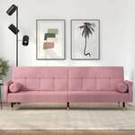 vidaXL Kauč na razvlačenje s jastucima ružičasti baršunasti