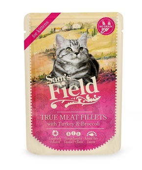 Sam's Field True Meat Fillets for kittens - Turkey &amp; Broccoli 24 x 85 g