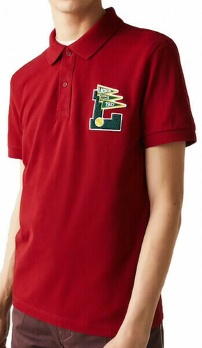Muški teniski polo Lacoste Men’s Regular Fit L Badge Cotton Piqué Polo Shirt - red