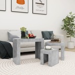 vidaXL Uklapajući stolići za kavu 3 kom siva boja betona od iverice