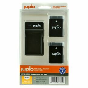 Jupio KIT 2x Battery EN-EL14A 1100mAh + USB Single Charger komplet punjač i dvije baterije za Nikon D5600