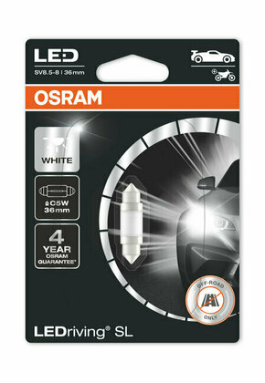 Osram LEDriving SL festoon (C3W C5W C10W) LED žaruljaOsram LEDriving SL festoon (C3W C5W C10W) LED bulb - C5W (SV8.5 festoon) - 36mm - 36mm C5W-SL6000-36-1