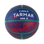 Košarkaška lopta K500 gumena veličina 3 dječja plavo-crvena