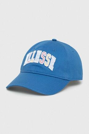 Pamučna kapa sa šiltom Ellesse s aplikacijom - plava. Kapa s šiltom u stilu baseball iz kolekcije Ellesse. Model izrađen od materijala s aplikacijom.