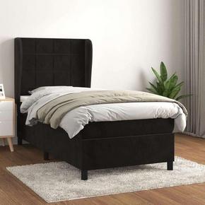 Box spring krevet s madracem crni 80 x 200 cm baršunasti - Crna 80 x 200 cm Blok s kvadratima Crna