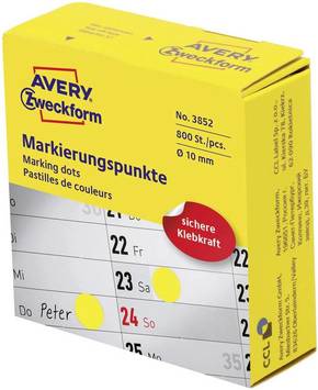 Avery-Zweckform 3852 naljepnice za markerske točke Ø 10 mm žuta 800 St. trajno papir