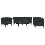 3-dijelni set sofa crni od tkanine
