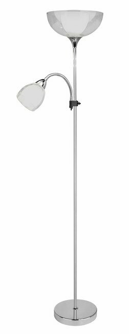 RABALUX 6878 | Dave Rabalux podna svjetiljka 178cm sa prekidačem na kablu fleksibilna 1x E27 + 1x E14 krom