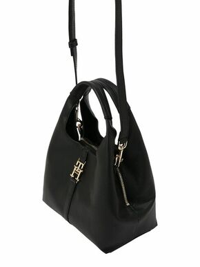Torba Tommy Hilfiger boja: crna - crna. Mala torba iz kolekcije Tommy Hilfiger. Model na kopčanje izrađen od ekološke kože.